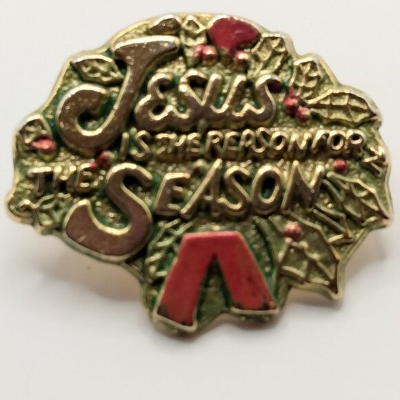 Jewelry - Christian Pin Jesus Reason For Season Holiday Theme Badge Christmas Pinback